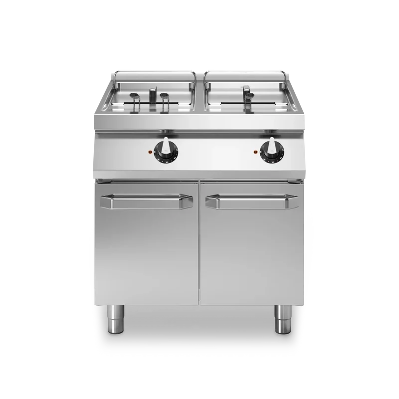Friteuse double électrique sur meuble fermé - Capacité : 13+13 litres - 24 kW 400V Tri - 800x730x870mm