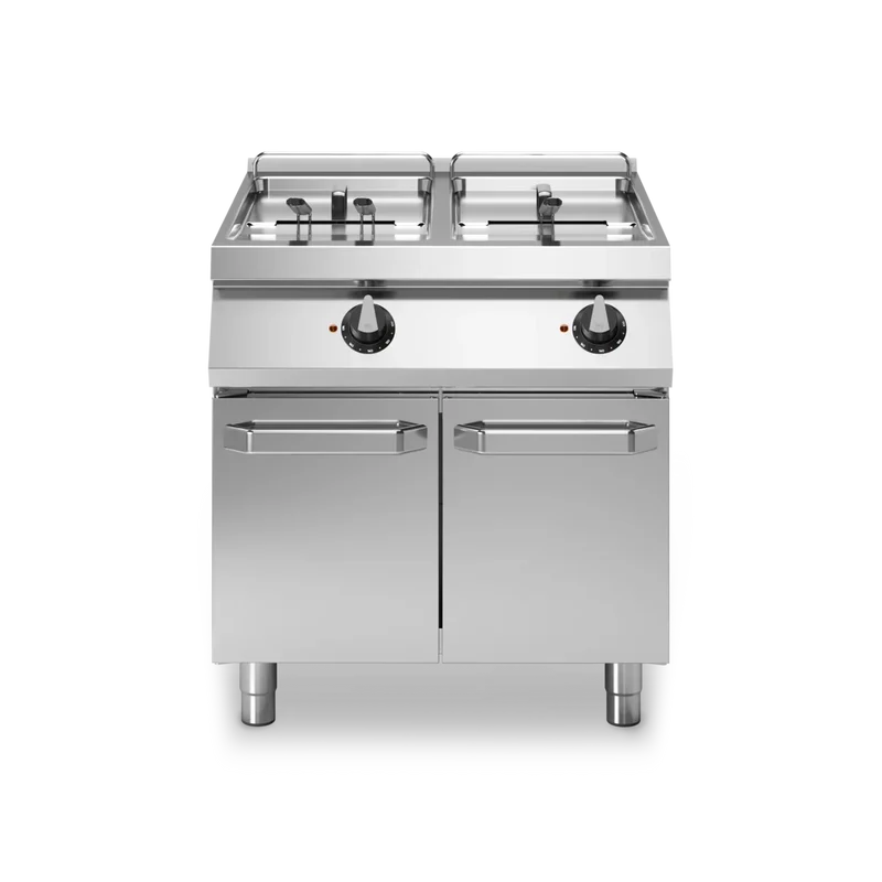 Friteuse double électrique sur meuble fermé - Capacité : 17+17 litres - 33 kW 400V Tri - 800x730x870mm