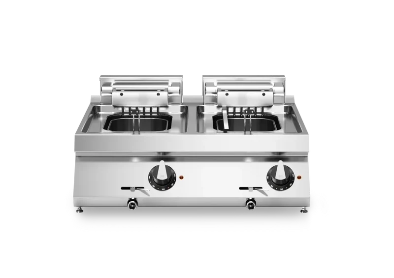 Friteuse double électrique à poser - Capacité : 10+10 litres - 18 kW 400V Tri - 800x730x280mm