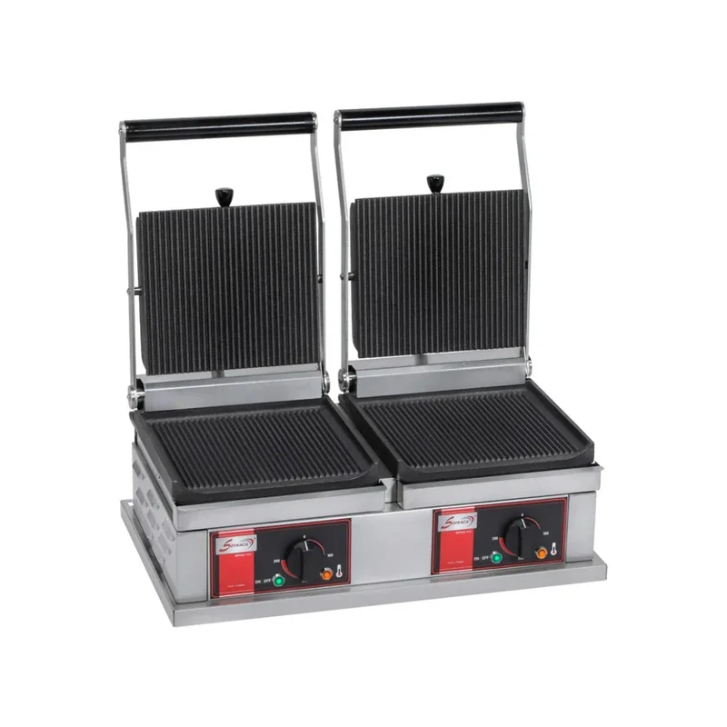 Panini double en fonte rainurée - 590x433x301mm - 2x2 kW Mono 230V