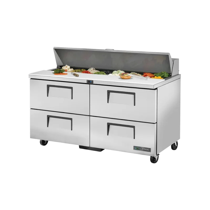 Table de préparation positive 4 tiroirs - Série TSSU TRUE - 439L - 16xGN1/6