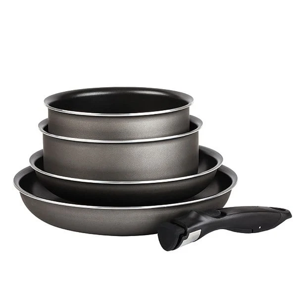 Set 2 poêles et 2 casseroles anti-adhésives Délice et manche amovible Mathon