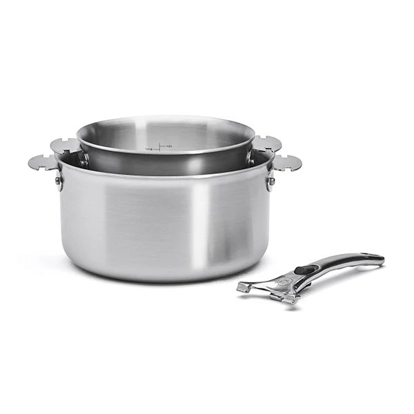 Set 2 casseroles inox Alchimy Loqy 16 et 20 cm et poignée amovible De Buyer