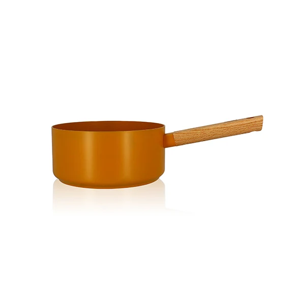 Casserole Ector induction aluminium revêtu manche en bois 18 cm jaune Ogo