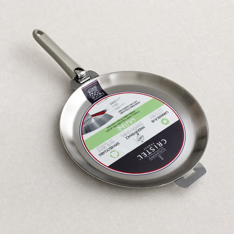Crêpière en inox 18/10 manche amovible