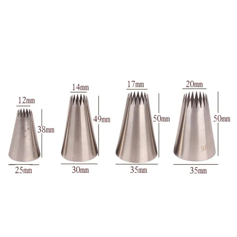 Douilles 4B en Inox pour Décoration Pâtisserie – 4 Pièces