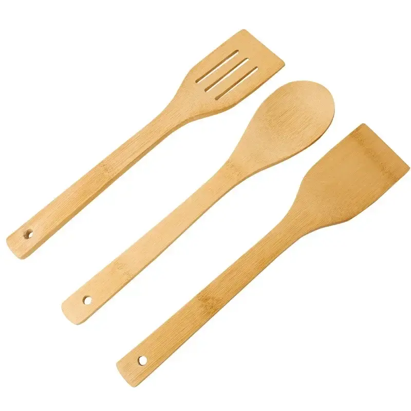 Set de spatules en bambou 3 pièces pour poêles antiadhésives