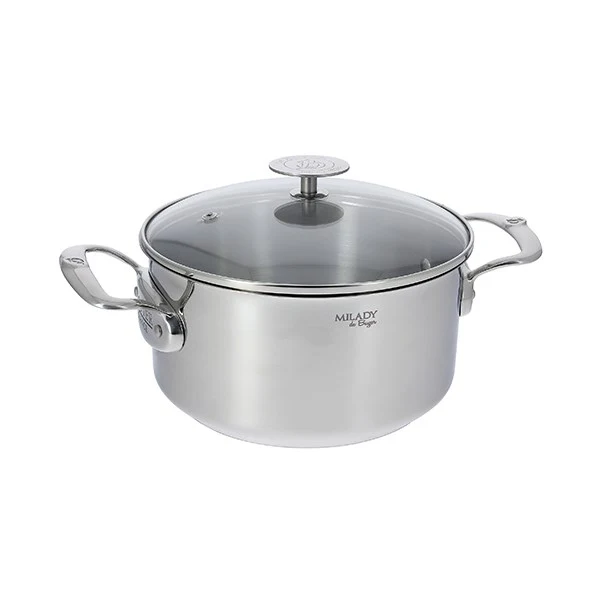 Faitout inox Milady avec couvercle en verre 20 cm 3 L De Buyer