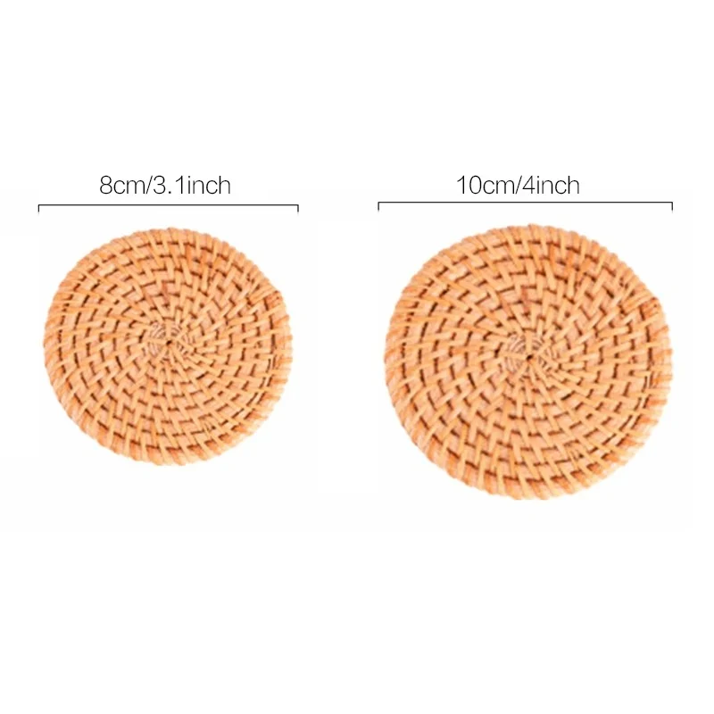 Sous-verres Rotin 8‑10 cm avec Boîte – Protège Table & Verres
