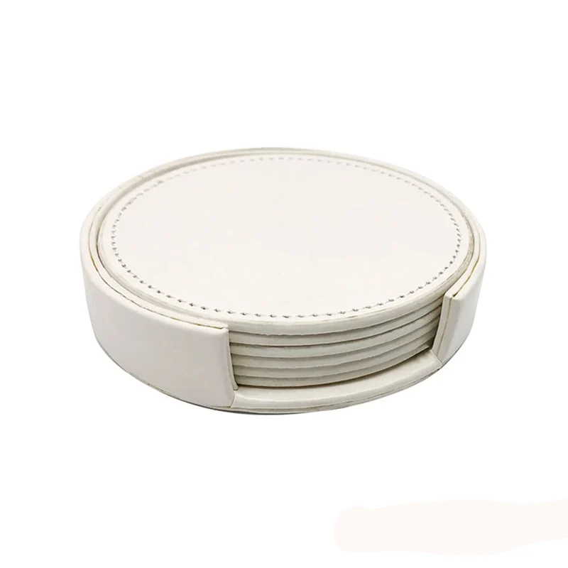 Dessous de Verre Cuir Effet Marbré Lot 6 Support