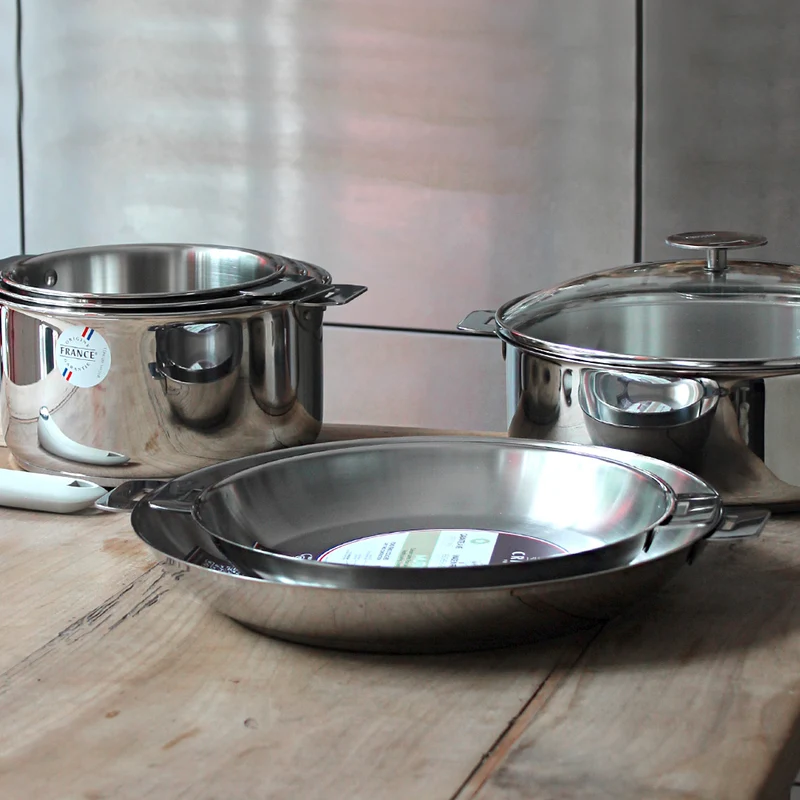 Batterie de cuisine en inox 18/10 manche amovible