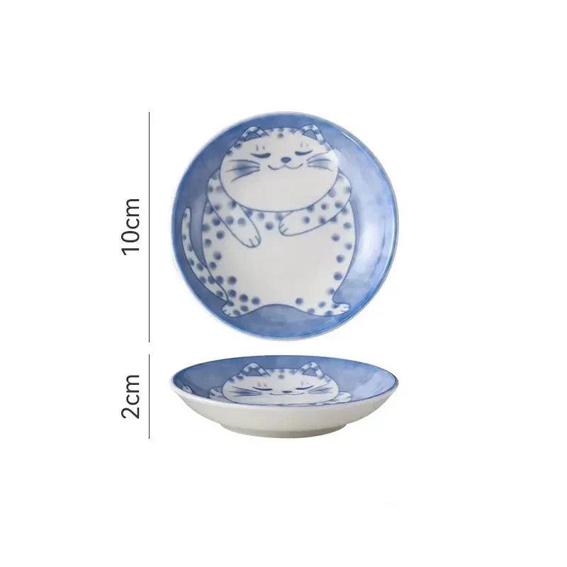 Soucoupes à Sauce en Porcelaine Motif Chat – 1 / 4 Pièces