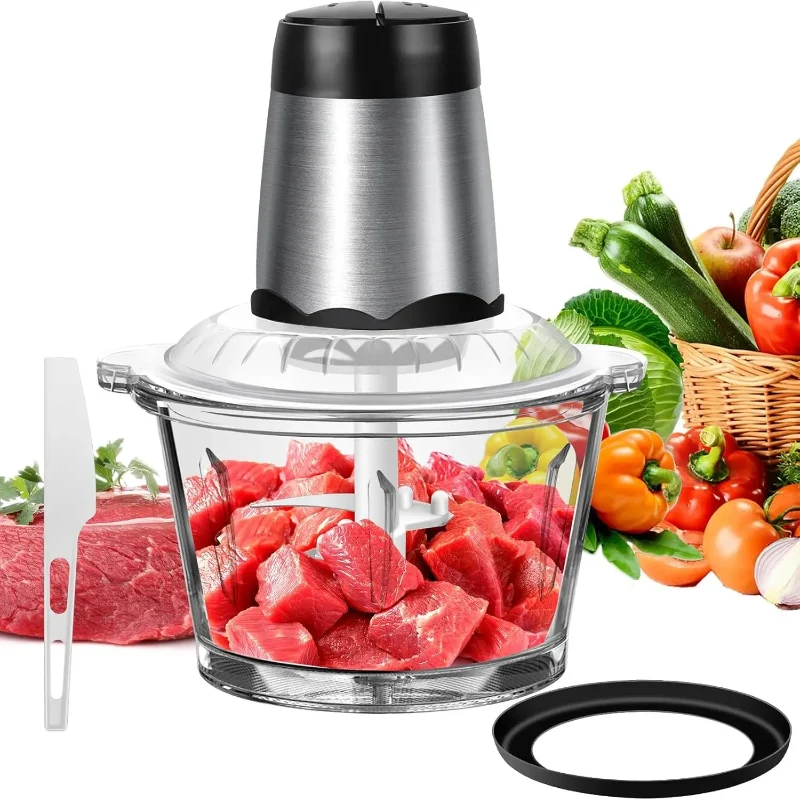 Hachoir Électrique 2 L en Verre – 300W, 4 Lames en Acier Inoxydable & 2 Vitesses