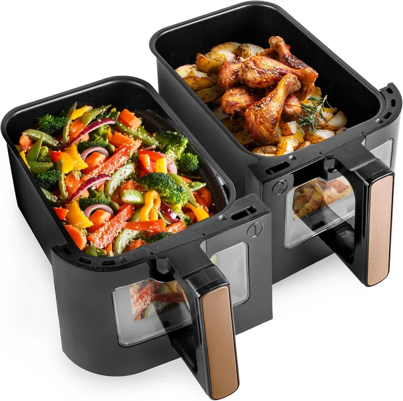 Duronic AFD2 BG 2x Paniers de cuisson de 5 Litres pour Friteuse à air Tiroir de Cuisson pour Airfryer Compatible uniquement avec modèles AF14 AF24 AF34 de Duronic