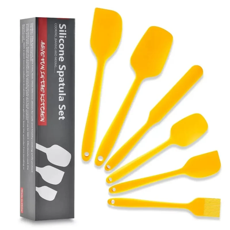 Set de spatules en silicone monobloc résistantes à la chaleur – 6 ustensiles pour cuisine et pâtisserie