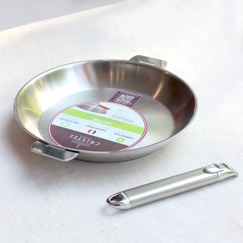 Poêle en inox 18/10 manche amovible