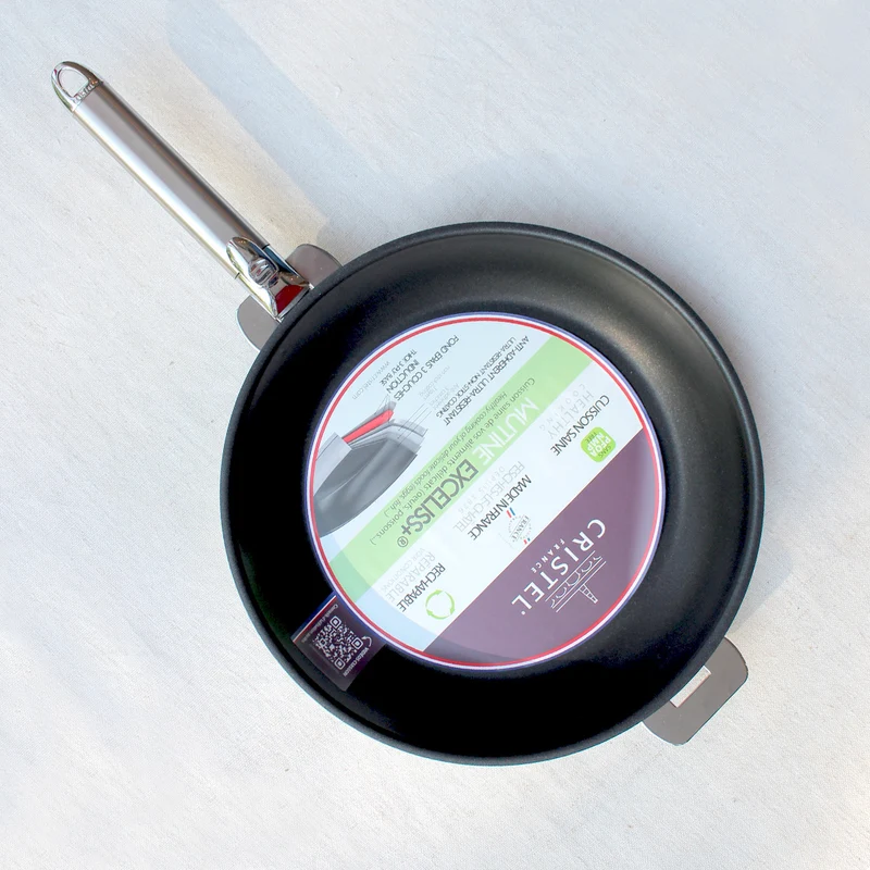 Poêle en inox 18/10 antiadhésive avec manche amovible