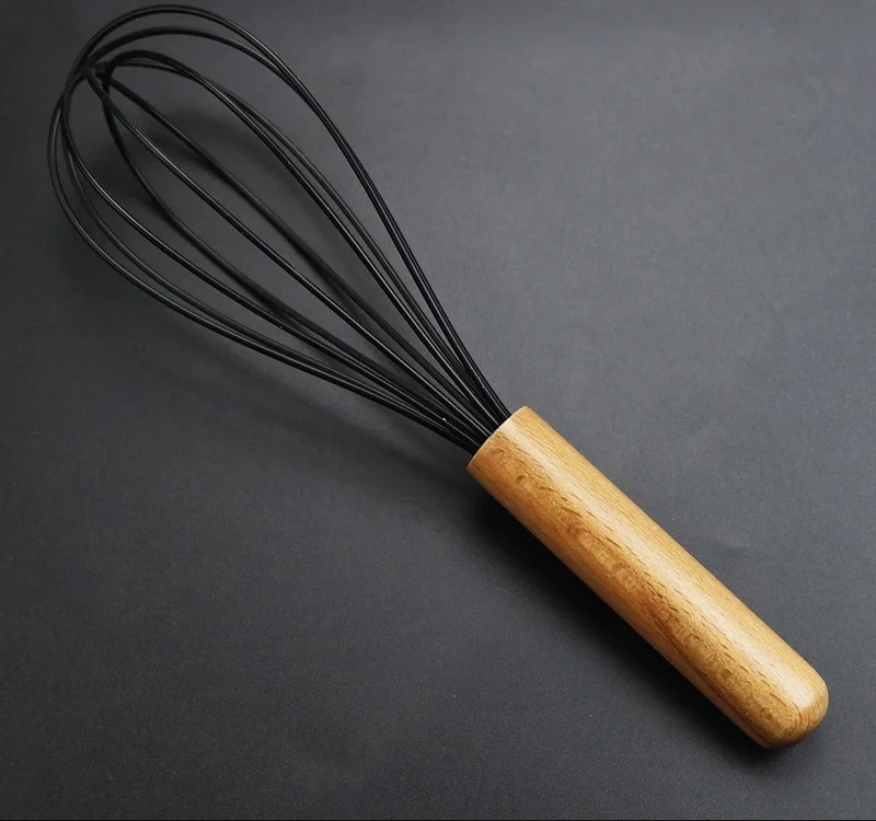 Fouet de Cuisine Ballon en Silicone avec Manche en Bois