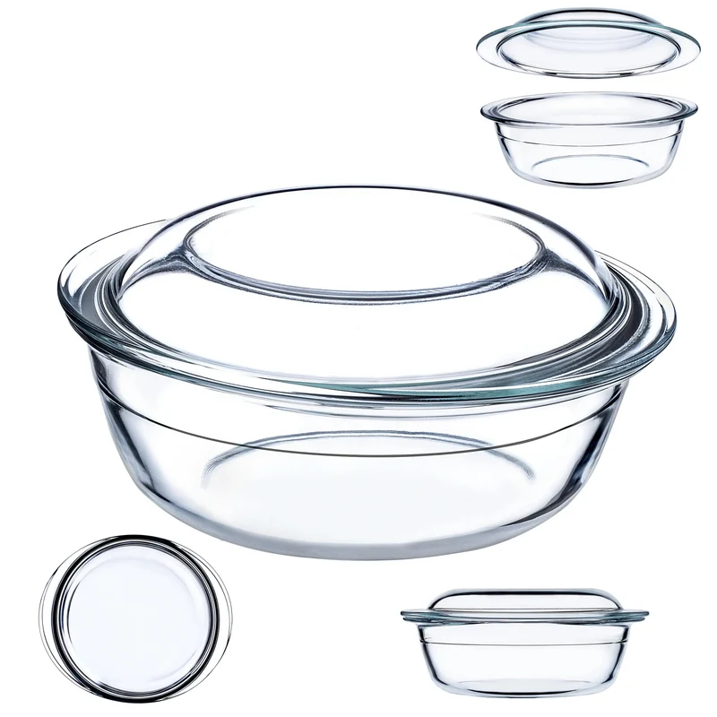 Plat en Verre avec Couvercle 2,2 L – Plat de Cuisson Four & Congélateur