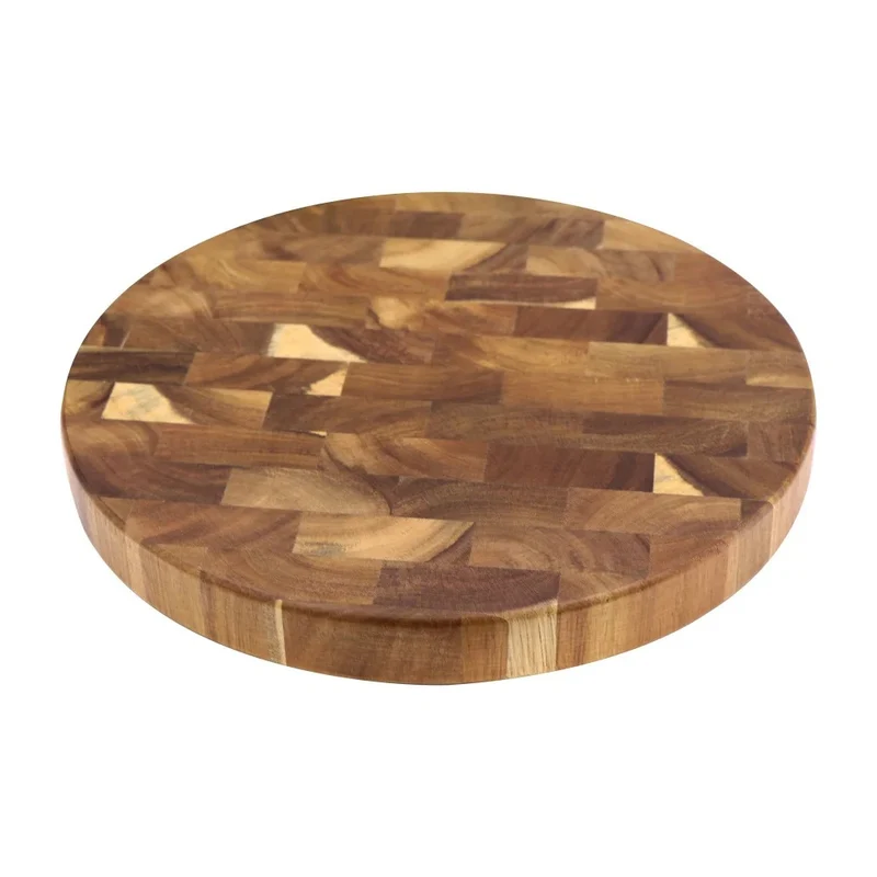 Planche à découper ronde en bois d’acacia massif – Billot de cuisine durable, design grain fin, cuisine et service