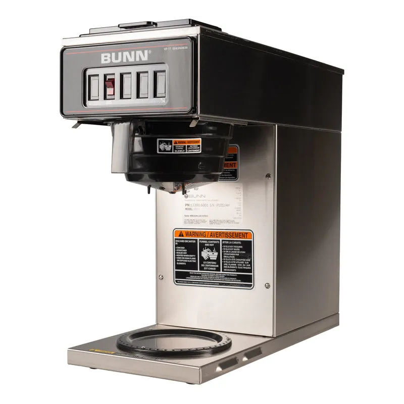 BUNN 13300.6001 VP17-1 Low Profile Coffee Brewer w 1 Lower Warmer, 12 Cup, Stainless Steel