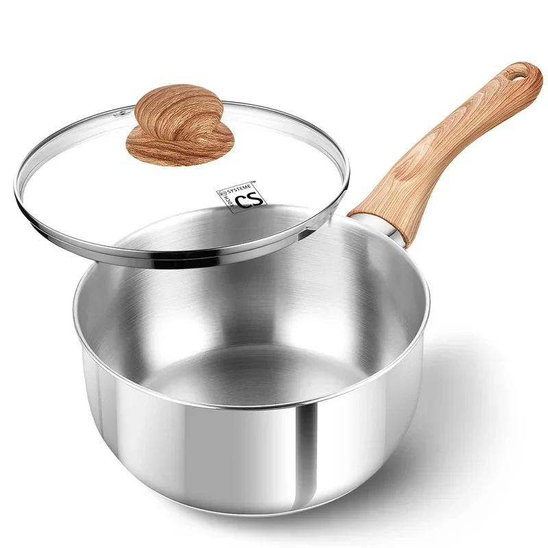 Casserole inox antiadhésive avec poignée bakélite – Compatible induction et gaz