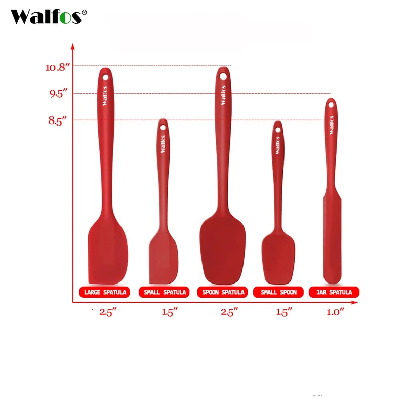 Set de spatules en silicone antiadhésives résistantes à la chaleur – 5 ustensiles de cuisine et pâtisserie
