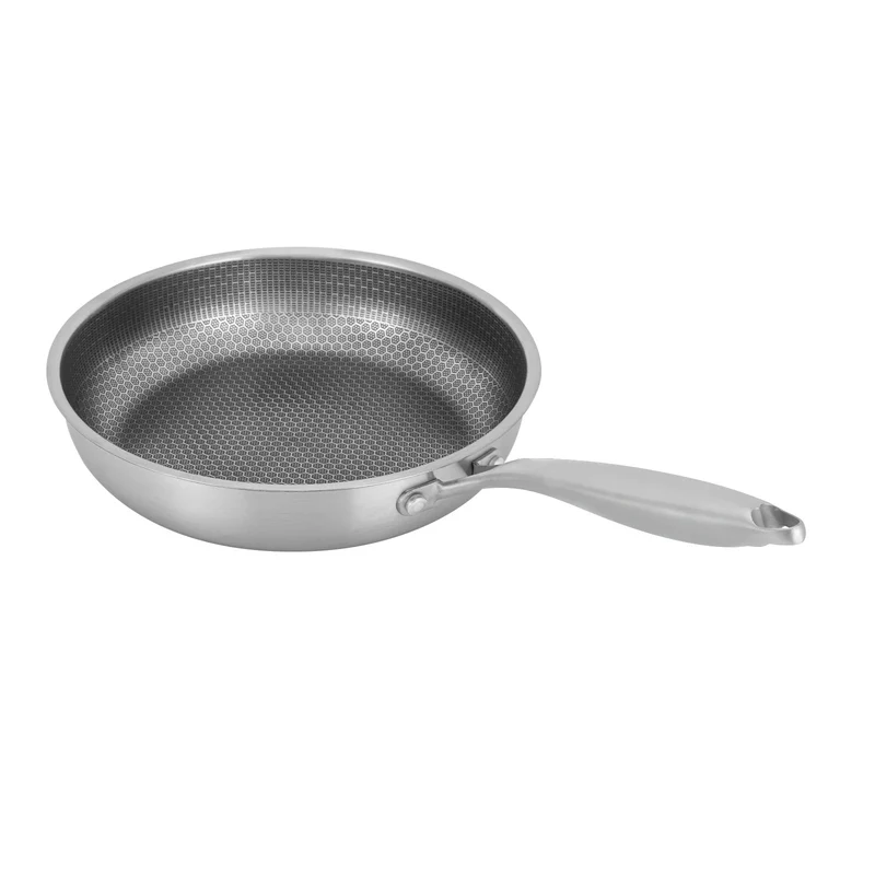Poêle Inox Alvéolée Antiadhésive Nid d’Abeille Compatible Induction 28 cm