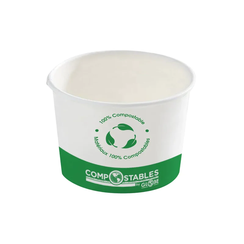 Globe Compostable PLA Lined Paper Bowl, 8 oz (1000-pack)