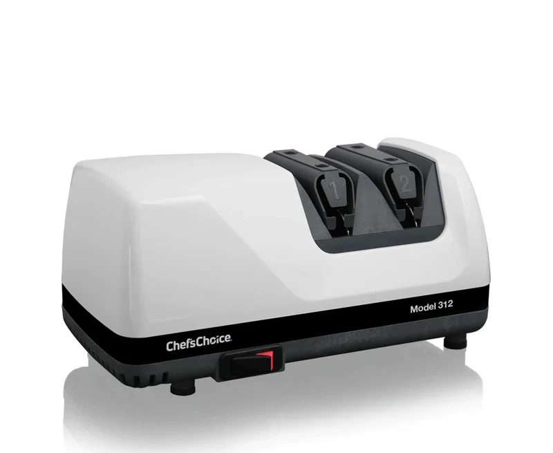 Chef'sChoice Model 312 UltraHone Electric Knife Sharpener, 2 Stages, 20 Degree Edges, White, 120V