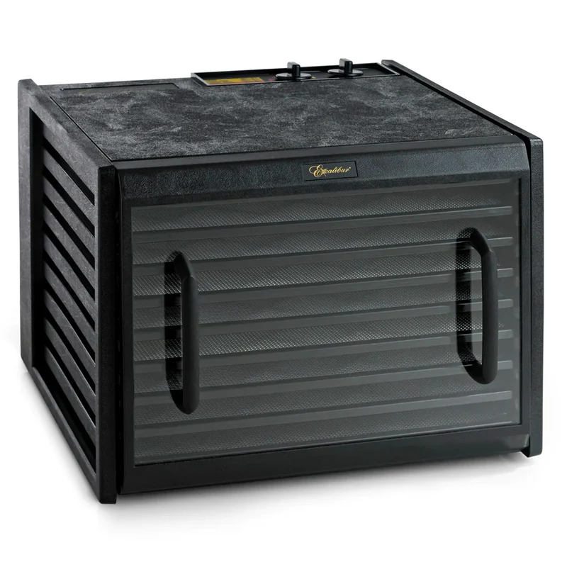 Excalibur 3926TCDB Deluxe Dehydrator with Timer, 9 Trays, Clear Door, Black, 120V