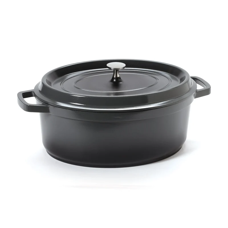G.E.T. Heiss Oval Dutch Oven, 6.5 qt, Cast Aluminum w/ Clear Coat, Grey, FINAL SALE