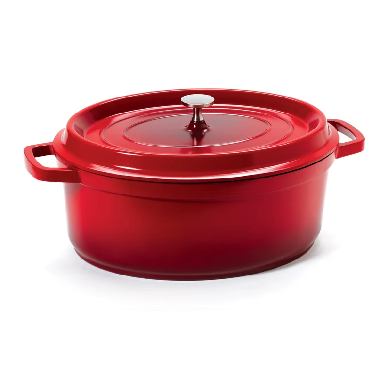 G.E.T. Heiss Oval Dutch Oven, 6.5 qt, Cast Aluminum, Red