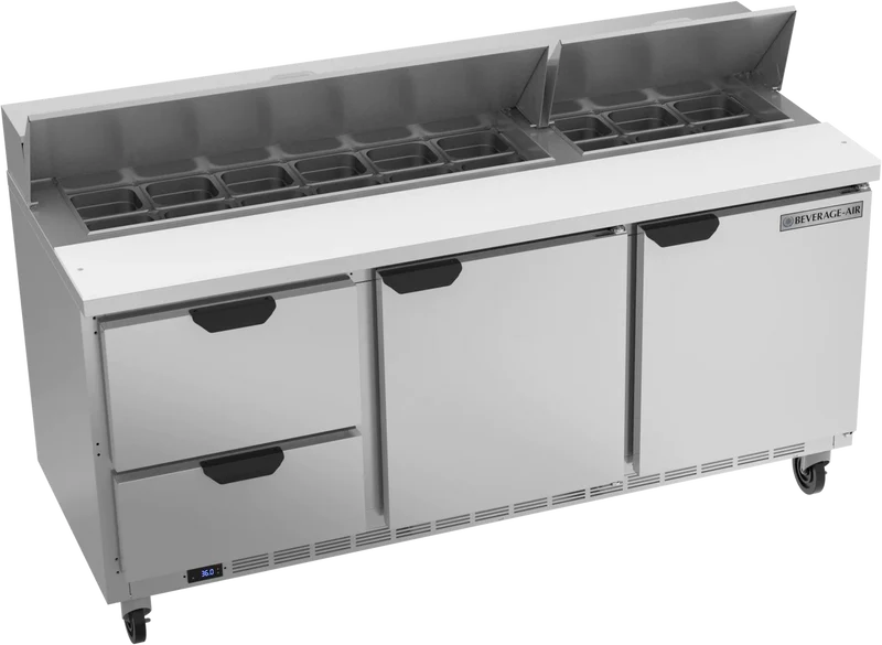 Beverage-Air SPED72HC-18-2 Two Drawer Two Door Sandwich Prep Table, 72"