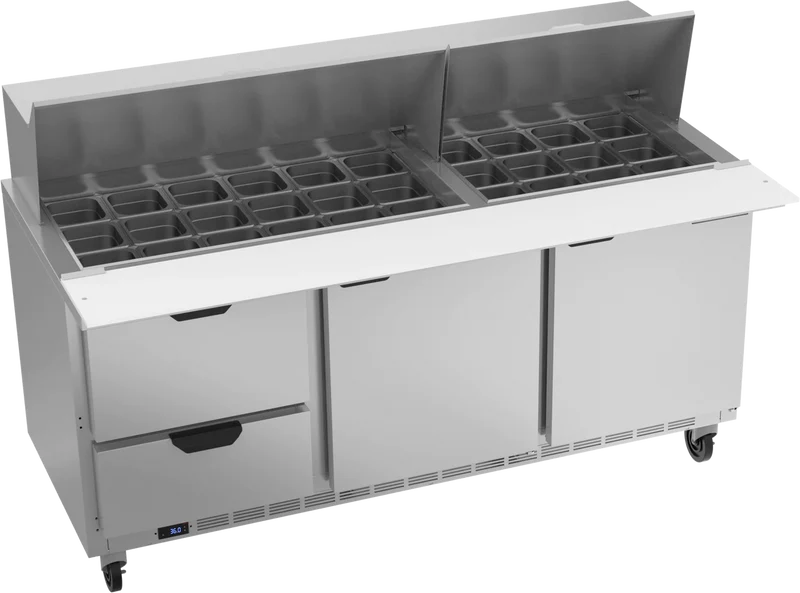 Beverage-Air SPED72HC-30M-2 Two Drawer Two Door Mega Top Sandwich Prep Table, 72"