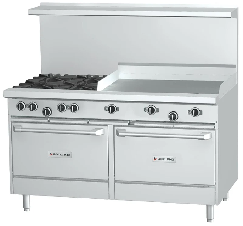 Garland G60-4G36RR G Series 60" Gas Restaurant Range, 4 Burners, 36" Griddle, Natural Gas