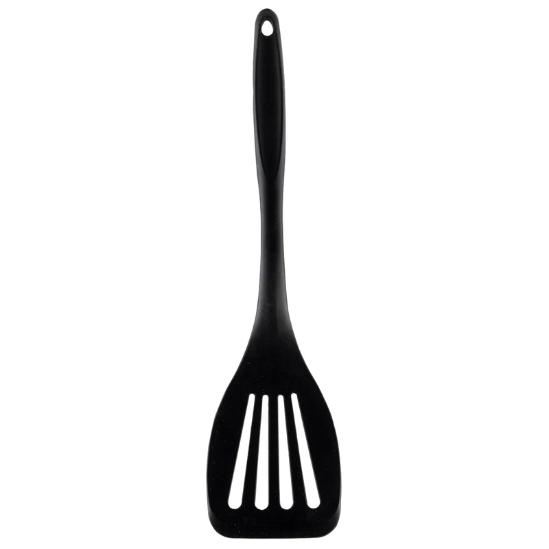 TableCraft Slotted Spatula Turner, Stainless Steel/Silicone, Black