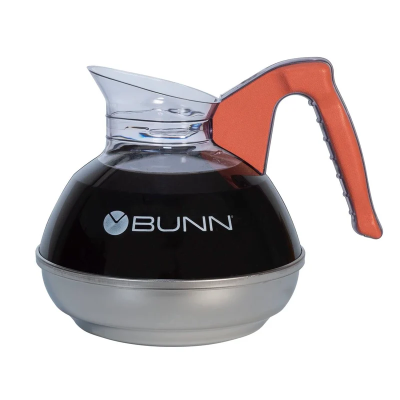 BUNN Easy Pour Coffee Decanter, Stainless Steel Base, Orange Handle
