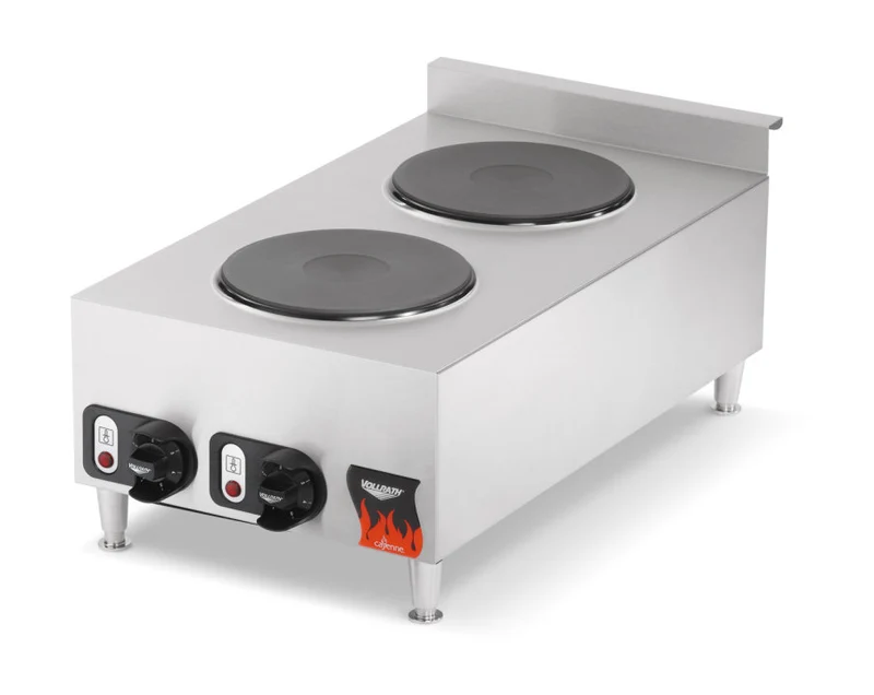 Vollrath 40739 Cayenne 15" Electric Countertop Hot Plate, 2 Burners, 208/240V