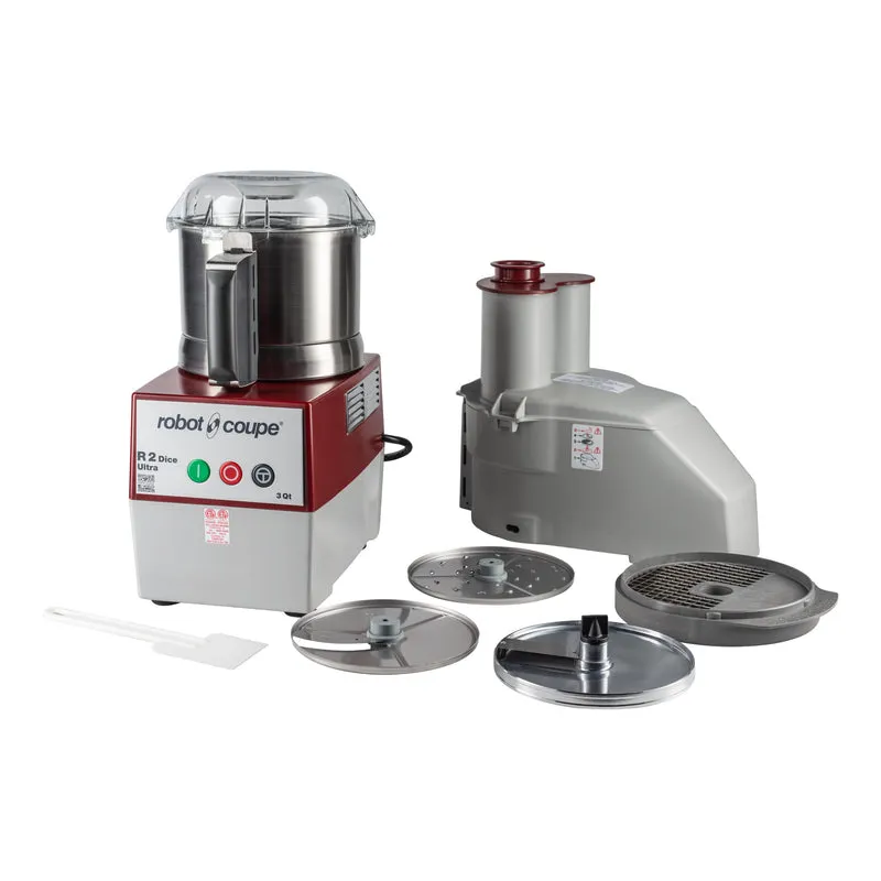 Robot Coupe R2Dice Ultra Combination Food Processor, Stainless Steel 3 qt Bowl, 2 HP, 120V