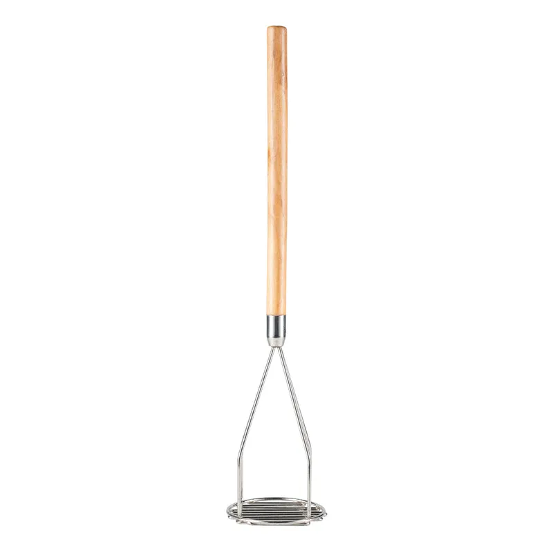 Browne Round Potato Masher, Stainless Steel, Wood Handle