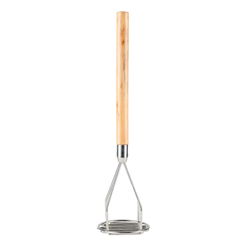 Browne Round Potato Masher, Stainless Steel, Wood Handle