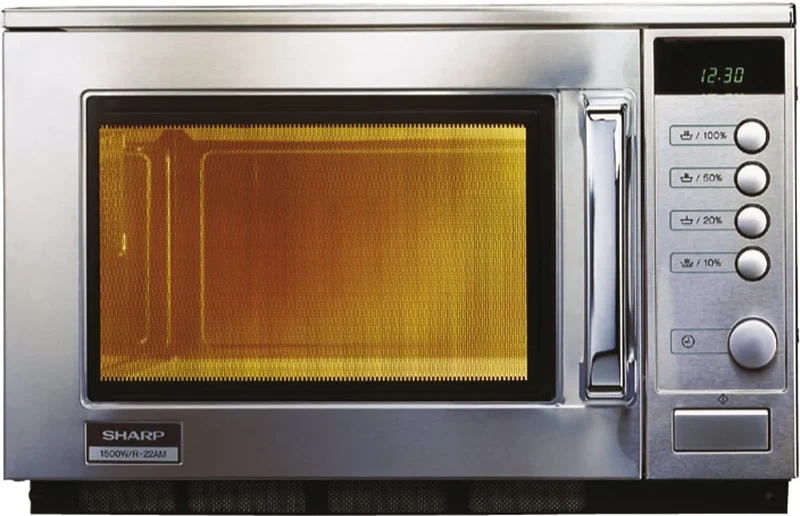 SHARP Profi-Mikrowelle-1500 W mit Drehknopfbedienung und LCD-Anzeige