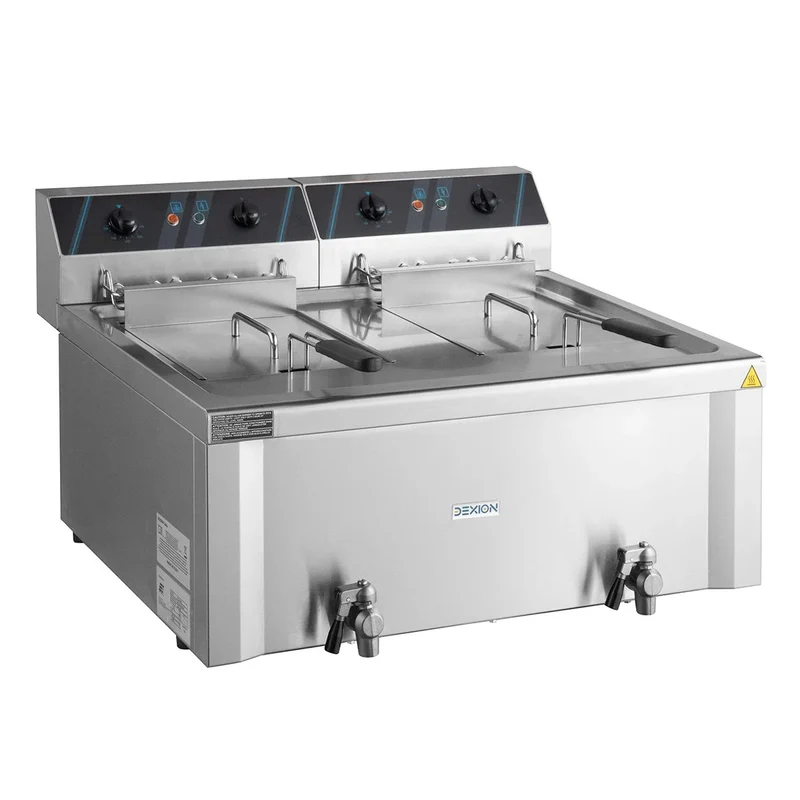 Elektro-Doppel-Fritteuse Profi - 12+12 Liter mit Ablasshahn, 400 V