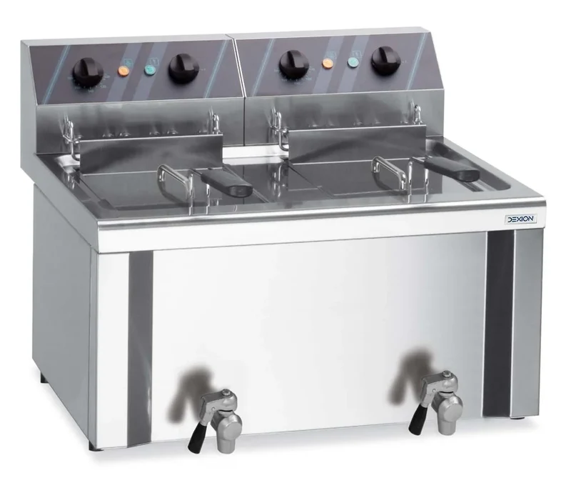 Elektro-Doppel-Fritteuse Profi 8+8 Liter mit Ablasshahn, 400 V